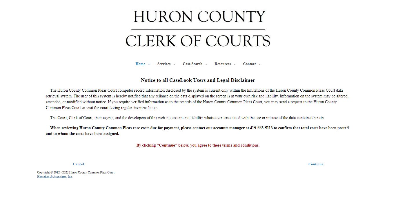 Huron County Common Pleas Court - Record Search