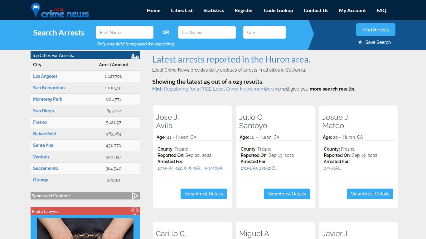 Huron California Arrest Records | Local Crime News
